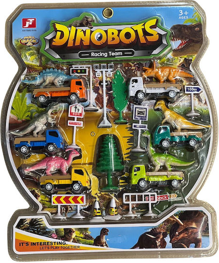 Set 6 Dinobots Toy Cars Traffic Signs