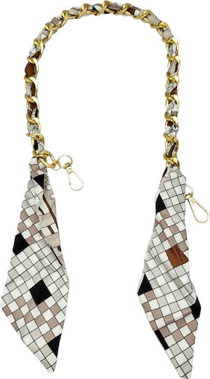 3-2617 Decorative Bag Chain Scarf Savil Brown-Cream
