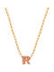 Abadianakis Colier Monogramă "R" Din Argint Placat Cu Aur Roz Roz