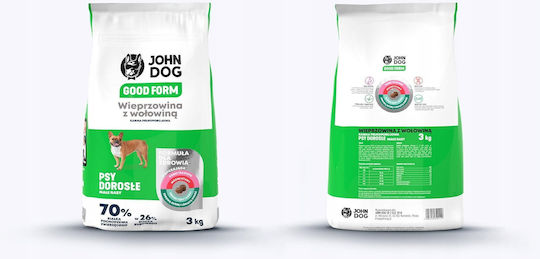 John Dog Good Form 3kg Trockenfutter für Hunde Kleine Rassen mit Schweinefleisch und Rindfleisch