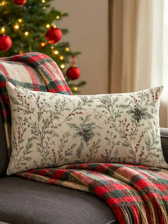 Față De Pernă Christmas Mistletoe 50x30 Bumbac Natural Model Festiv Pghd0129