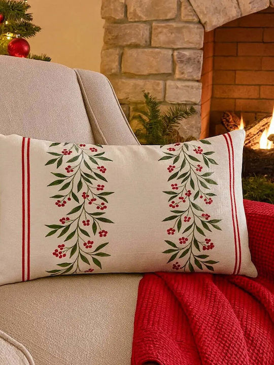 Weihnachtsdekorative Kissen Mistletoe 50x30 Baumwoll Kopfkissenbezug Festliche Zweige Pghd0138
