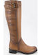 Leder Damenstiefel mit Gummi Tabac Braun