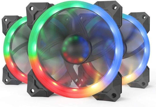 GC-F008-BK Case Fan 120mm (1200rpm / 38cfm) with RGB Lighting 3pcs