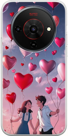 Калъф Valentine's Day Heart Balloons In Sky Zte Blade A76 5g Гъвкав Tpu Прозрачен Силикон