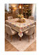 Checkered Damask Beige Tablecloth 120x120cm