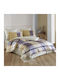 Hobby Home Set Huse Pentru Pilote Bumbac 200x220cm Dublu Cu 2 Fețe De Pernă & 1 Cearceaf Bej