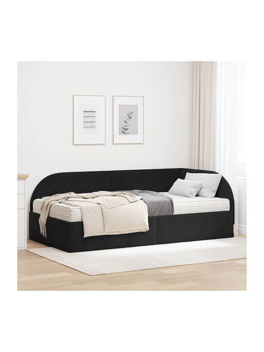 Einzelbett Mit Samt Schwarz Mit Lattenrost & Ma...