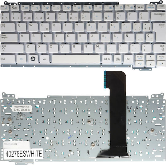Spanish Laptop Keyboard Samsung Nc110 Np-nc110 Np-n110 Nc108 Nc210 Hv126569ak Ba59-02985a Ba59-02987 Ba75-03320a Ba75-02919a Es No Frame White Code 40278eswhite