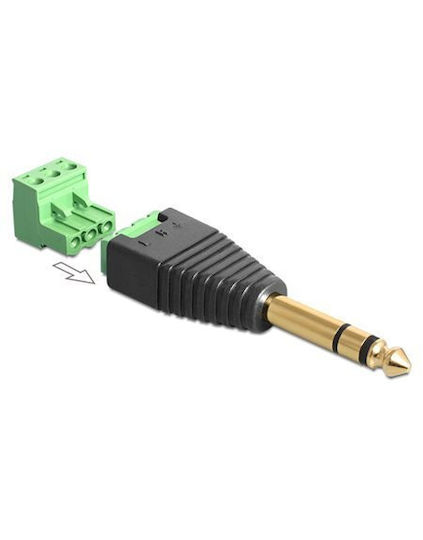 Delock Adapter Stereo Jack Male 6.35 Mm To Terminal Block 3 Pin 2-part 65460
