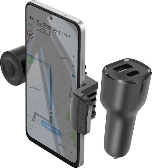 Avizar Set Car Accessories Grill Holder Usb-c/usb-a Car Charger Black