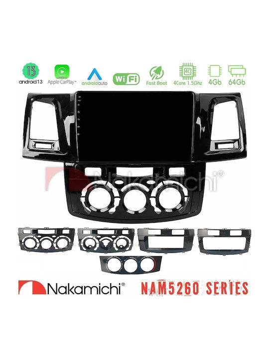 Nakamichi Car Audio System for Toyota Hilux 2007-2016 Bluetooth USB AUX WiFi GPS Apple CarPlay Android Auto with 9" Touch Screen