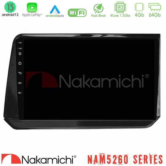 Nakamichi Car Audio System for Nissan Note 2022-2023 Bluetooth USB AUX WiFi GPS Apple CarPlay Android Auto with 10" Touch Screen