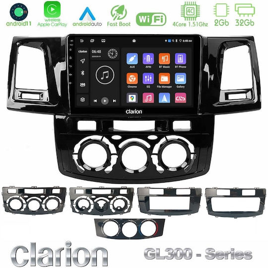 Clarion Auto-Audiosystem für Toyota Hilux 2007-2016 Bluetooth USB AUX Eingebautes Wi-Fi GPS Apple CarPlay Android Auto mit 9 Zoll Touchscreen