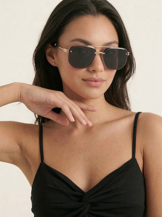 Luigi Unisex Sunglasses With Black Metallic Frame And Black Lens 4855701