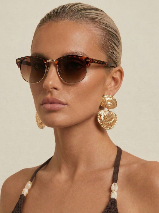 Luigi Sunglasses Brown With Metallic Frame