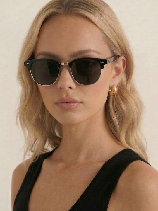 Luigi Black Sunglasses With Metallic Frame