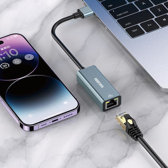 Kakusiga Αντάπτορας Δικτύου USB-C με Ενσύρματη Σύνδεση Ethernet
