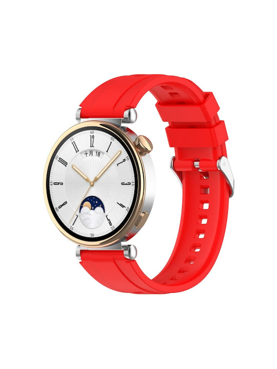 Huawei Watch Gt4 41mm Official Steps Style Silver Buckle Silicone Watch Band Red