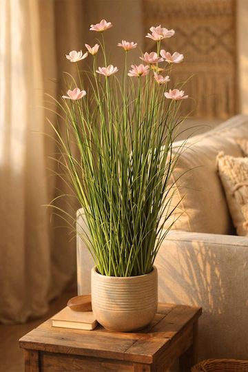Grass Potted Plant Pink Daisy Flowers 90cm 43x43x90cm Monochrome Kaeming