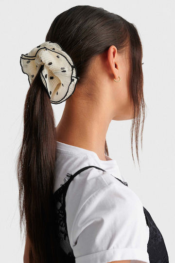 Scrunchie Μαλλιών Πουά Μπεζ Συλλογή Ανοιξη 26
