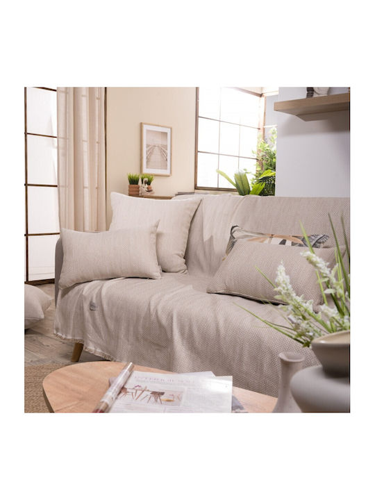Teoran Rieti Ριχτάρι Τριθέσιου Καναπέ Chenille 180x300εκ. Μπεζ