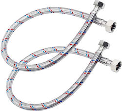 Avizar Braided Flexible Hose 40cm F1/2 F1/2 Plumbing Connections Grey