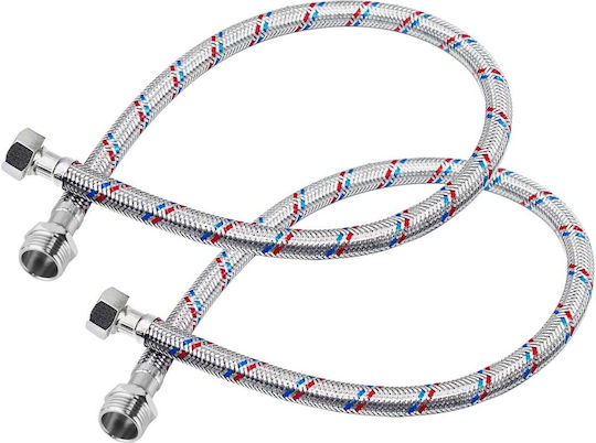 Avizar Braided Flexible Hose 50cm F1/2 M1/2 Sanitary Connections Grey