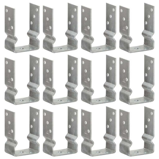 vidaXL Galvanized Post Support for Garden Fence Made of Steel 9x6x15cm 12 Pieces Silver