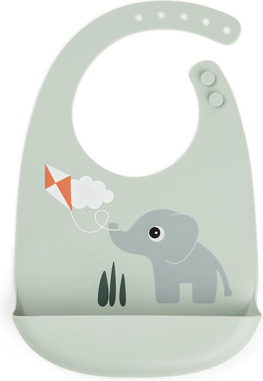 Done by Deer Waterproof Silicone Baby Bib with Pocket Playground Green