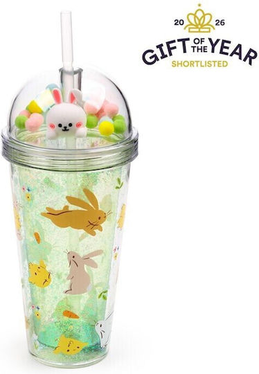 Puckator Glass Cup with Straw