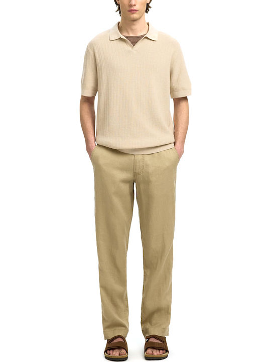 Selected Polo Short Sleeve T-shirt Beige
