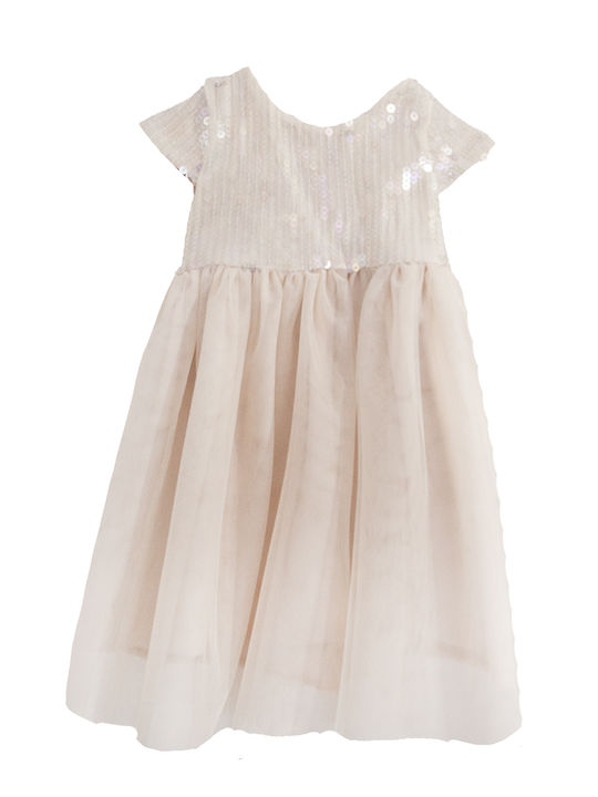 Mädchenkleid Kurzärmelig mit Pailletten Rosa