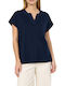 Women's Blouse with V-Neck Blue