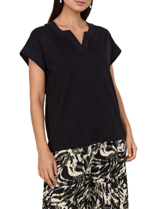 Women's Blouse with V-Neck Black