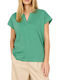 Women's Blouse with V-Neck Green