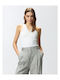 Women's Cotton Top with V-Neck White
