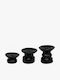 Phos & Gaia Set of Ceramic Candle Holders in Black Colour 3 Pieces