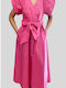 Summer Maxi Dress Short Sleeve Pink