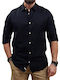 Long Sleeve Linen Shirt in Regular Fit Navy