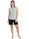 Nina Club Summer Women's Cotton Pyjama Set Gray