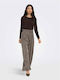 Women's High Rise Fabric Flared Trousers in Paperbag Fit Cigar