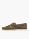 Leather Men's Boat Shoes In Green Color