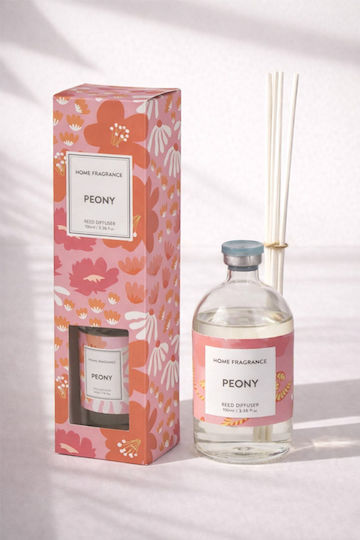 Αρωματικο Χωρου Στικ Αρωμα Peony 100ml 5.5x5.5x20cm Ρόζ Kaeming