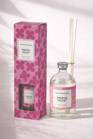 Αρωματικο Χωρου Στικ Αρωμα Freesia Velvet 100ml 5.5x5.5x20cm Φούξια Kaeming