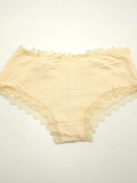 Hand's Foner Cotton Women's Boxer with Lace Beige