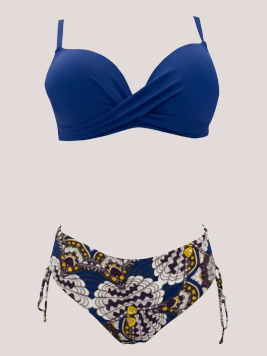 Bikini Set Push Up High Waist Blue Navy