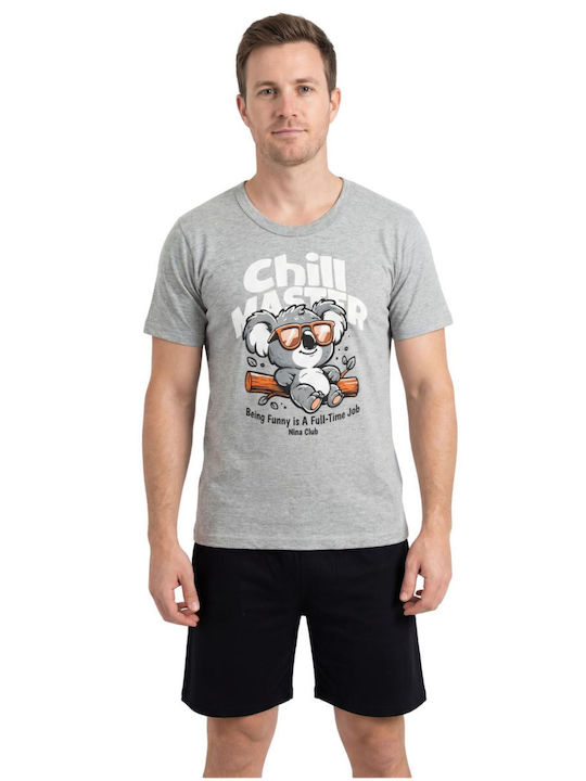 Nina Club Summer Men's Cotton Pyjamas Gray