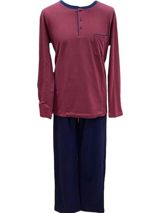 Nikiforos Winter Men's Cotton Pyjama Burgundy