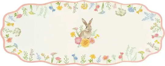 Porcelain Platter Flowers Bunny Tres Jolie 37x15 cm